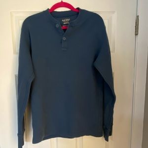 ** MENS BLUE WAFFLE HENLEY ***